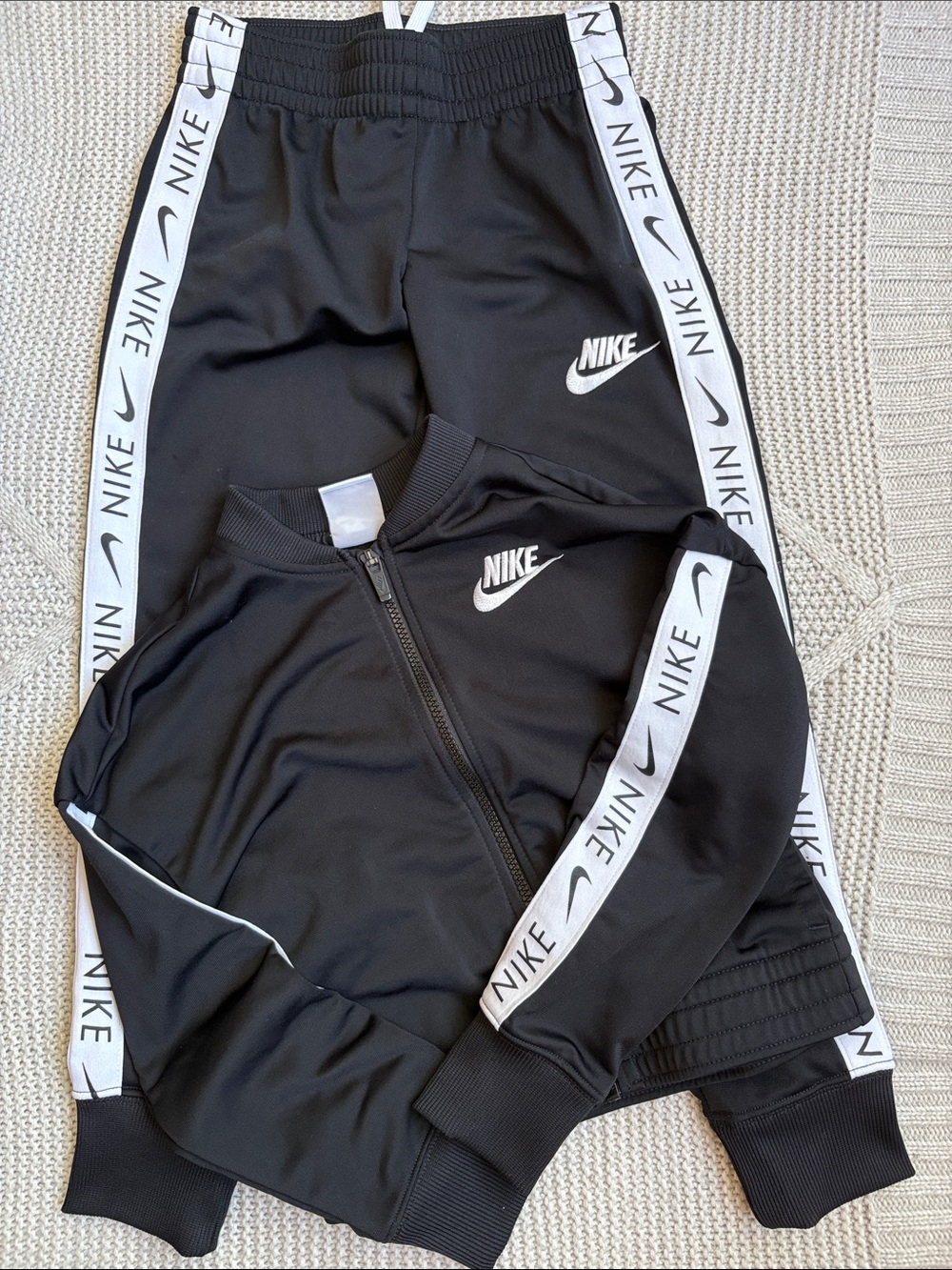 Nike Black and White Logo Tape Track Jacket & Pants